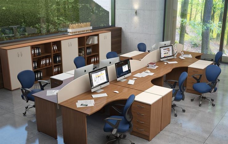 Набор мебели в офис IMAGO три стола, 2 шкафа, стеллаж, тумба в Курске - изображение 4